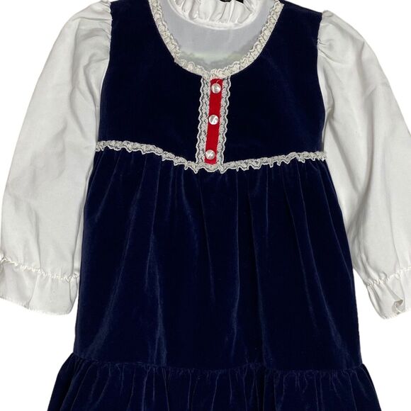 Vtg Sears Winnie the Pooh Dress Girls 4 Disney Ruffle Prairie Lace Velour Lace - Picture 4 of 15